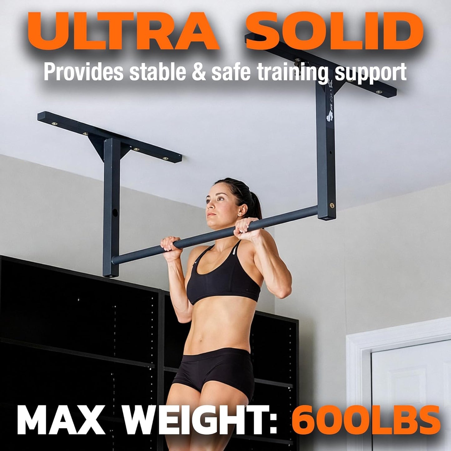 Heavy-Duty  Pull-Up Bar – Ceiling or Wall Mounted – Premium Steel Construction, 600 lb Capacity – Designed for 9 ft Ceilings